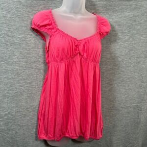 Love By Design Peasant Top Junior Large Pink Milkmaid Cottagecore Sweetheart Y2K